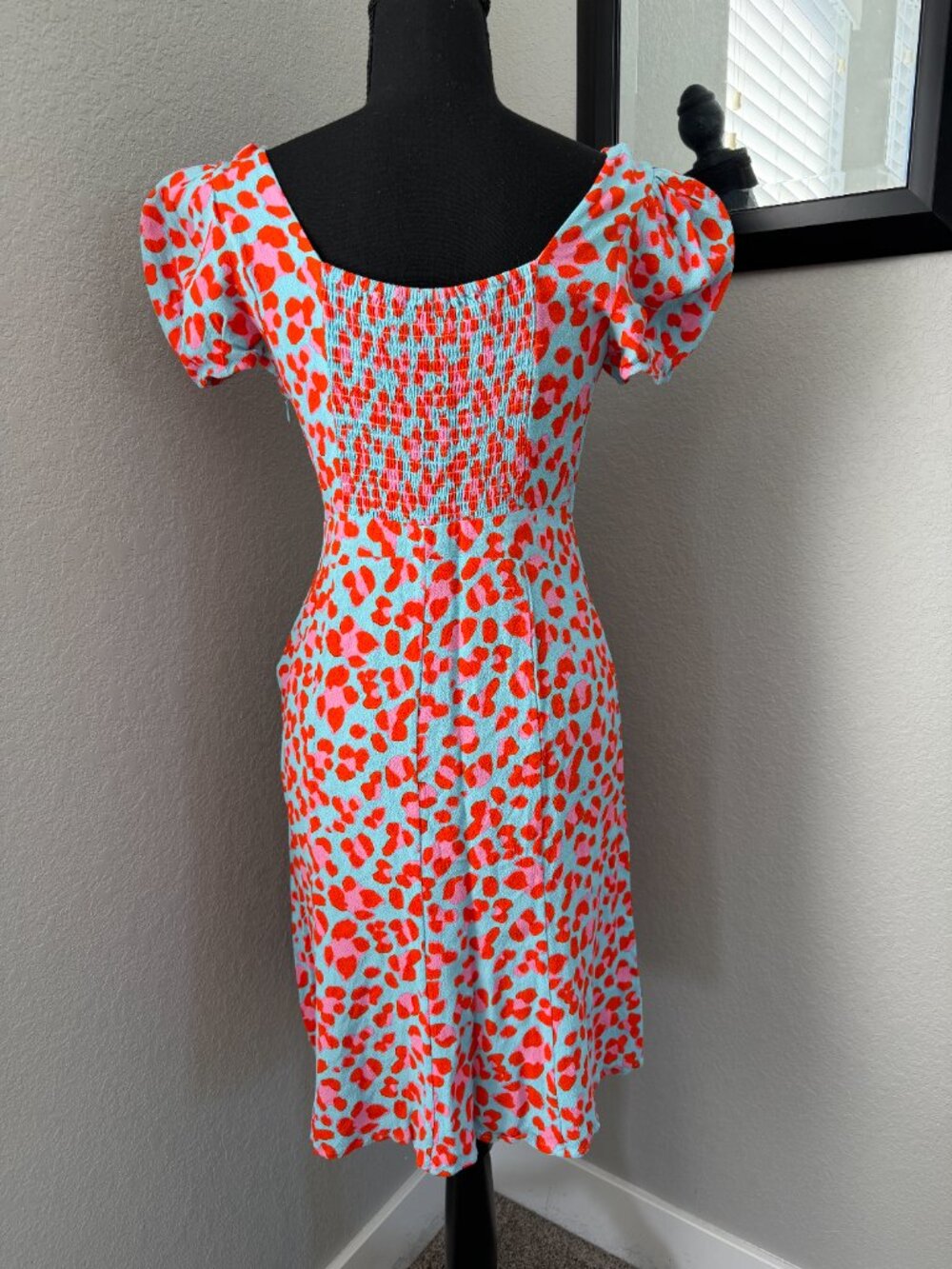 DVF DIANE VON FURSTENBERG Elena Blue Leopard Midi Dress 8 - Picture 5 of 12
